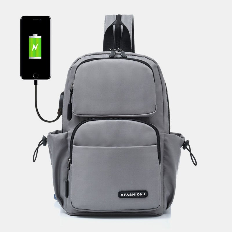 Men USB Charging Multi-carry Multi-Layers Waterproof Crossbody Bag Chest Sling Backpack