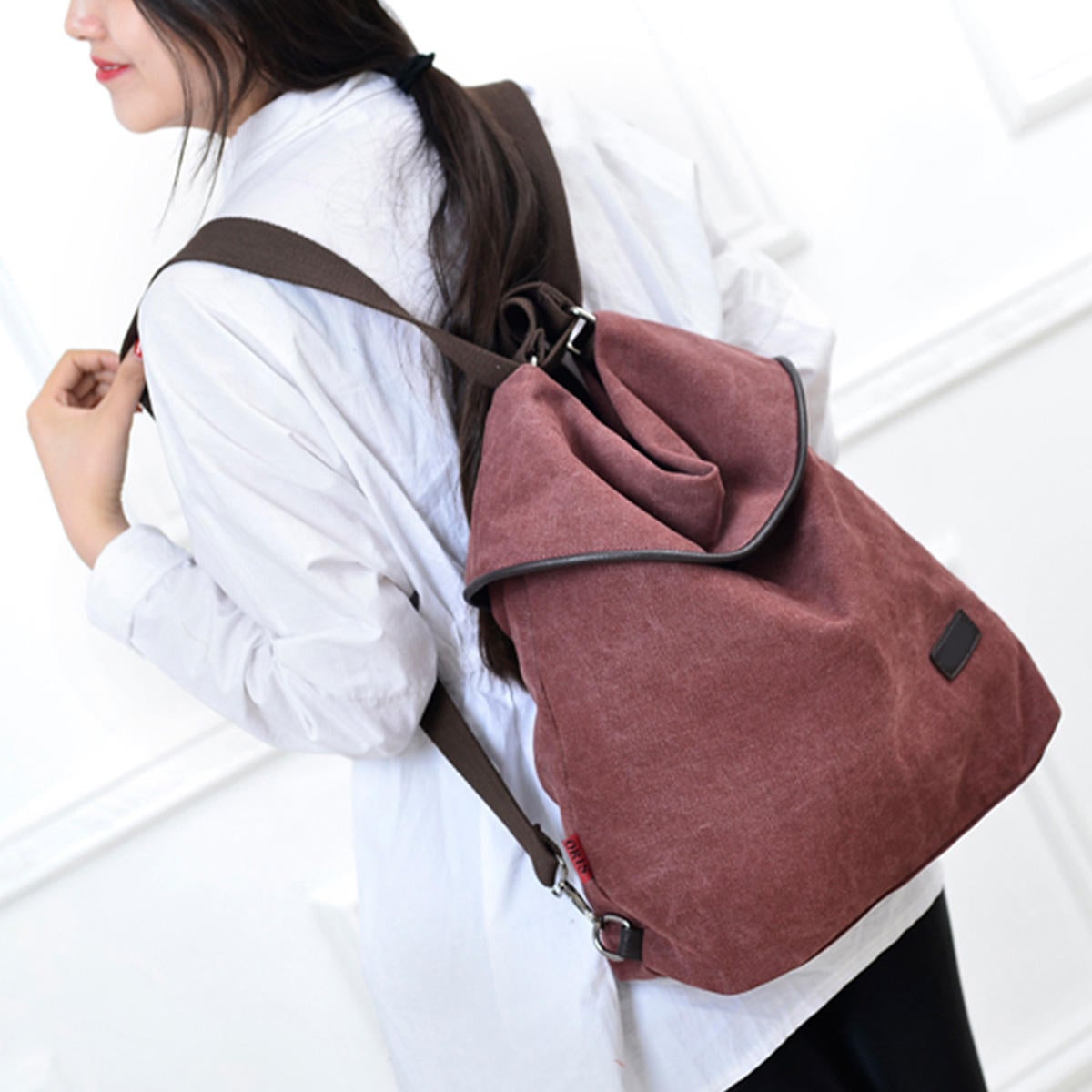 Women Canvas Multifunctional Microfiber Leather Large Capacity Handbag Shoulder Bags Backpack