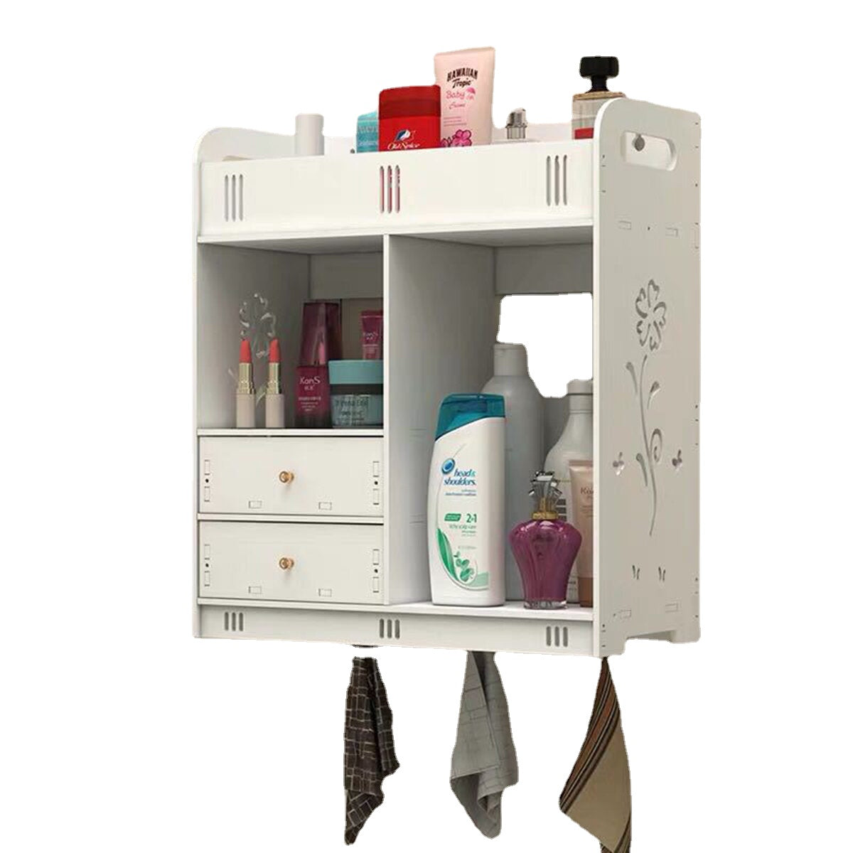 Bathroom Wall Mounted Storage Rack Towels Shower Gel Shampoo Organizer Home Office Living Room Kitchen Furniture