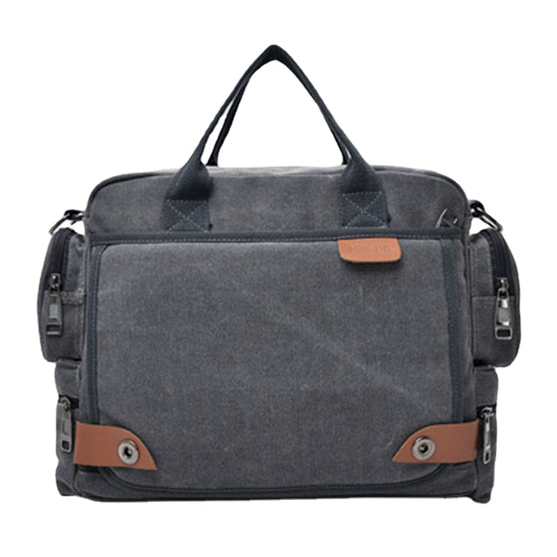 Men Canvas Large Capacity Multi-pocket Casual 13.3 Inch Laptop Bag Crossbody Bags Shoulder Bag Briefcase