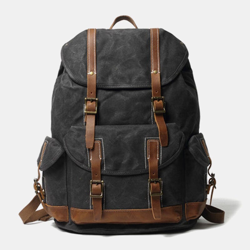 Men Canvas Retro Travel Outdoor Hiking Large Capacity Multi-pockets Backpack