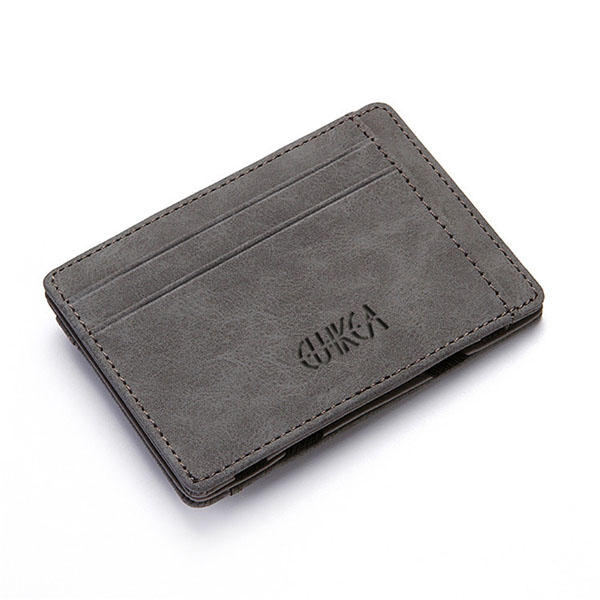 Men PU Leather Money Clip Thin Bifold Wallet Credit Card Holder