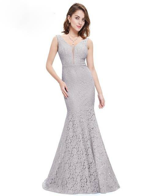 Elegant Lace V-Neck Mermaid Prom Dress for Christmas