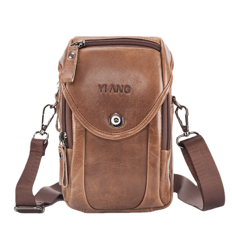 Men Genuine Leather Crossbody Bag Shoulder Bag Phone Bag Waist Belt Bag For Outdoor