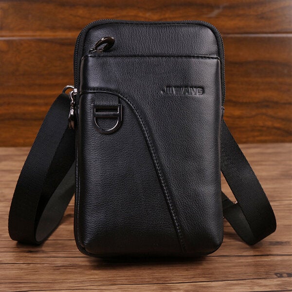 Men Genuine Leather Large Capacity Multifunction Waist Bag Crossbody