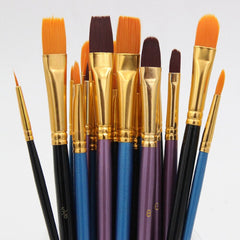 10 Pcs Mixed Head Painting Brush Nylon Brush Combination Set Oil Watercolor Painting Profession Art Supplies