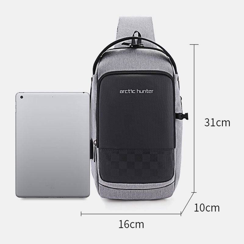 Men Waterproof Concealed Water Cup Bag Design On The Side Wild Oxford Chest USB Charging Large Capacity Crossbody Bags Shoulder