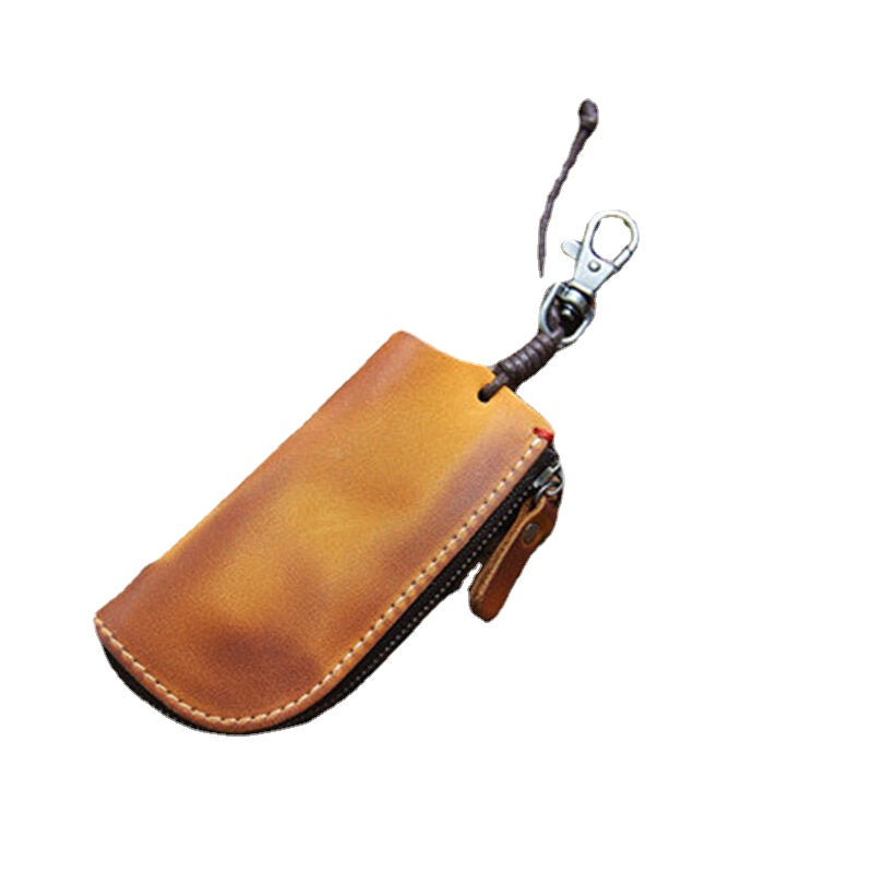 Men Genuine Leather Cowhide Mini Easy Carry Hanging Car Key Bag Keychain Wallet