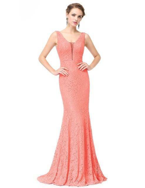 Elegant Lace V-Neck Mermaid Prom Dress for Christmas