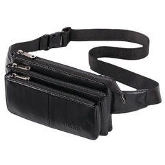 Men Genuine Leather Multi-function Retro Casual Phone Bag Waist Chest