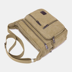 Men Canvas Large Capacity Simple Shoulder Bag Crossbody Bag For Travel