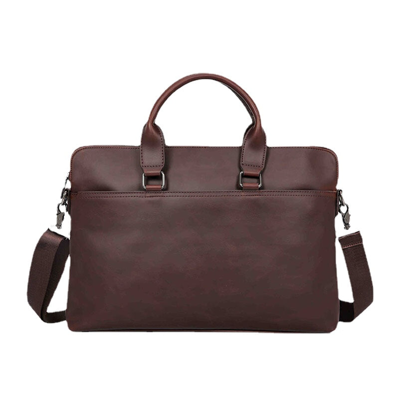 Men Vintage Faux Leather Multi-Carry Large Capacity Solid Color Briefcase Handbags Business Crossbody Bag