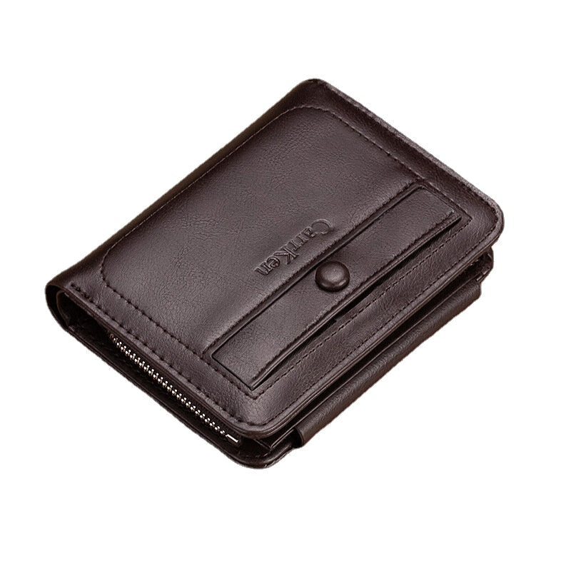 Men Faux Leather Retro Business Trifold Multi-slot Card Holder Wallet