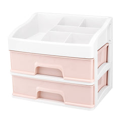 Plastic 2 Layers Cosmetic Storage Box Multifunction Desktop Storage Boxes Drawer Makeup Organiser Stationery Storage