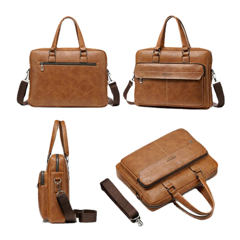 Men Large Capacity Vintage 13 Inch Computer Bag Messenger Bag Crossbody Bags Shoulder Bag Briefcase