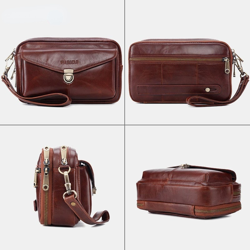 Men Genuine Leather Large Capacity Clutches Bags Business Bag For Office