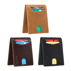 Men Short Oil Wax First Layer Cowhide Wallet RFID Blocking Multi-card Slot Card Holder Coin Purse