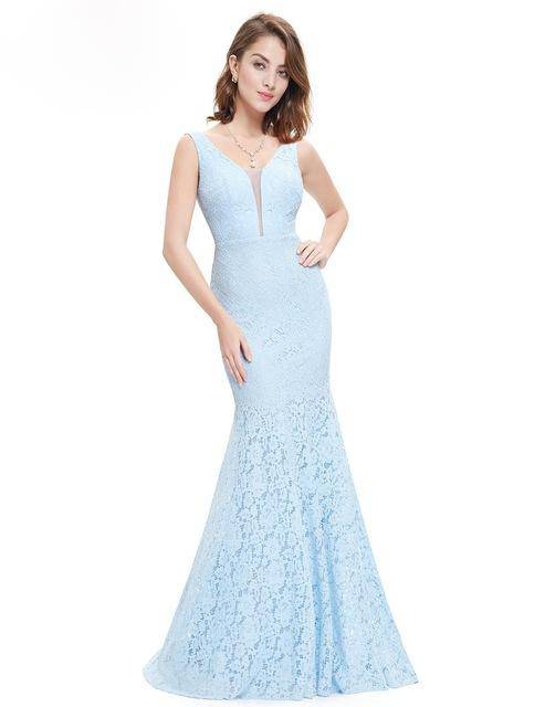 Elegant Lace V-Neck Mermaid Prom Dress for Christmas