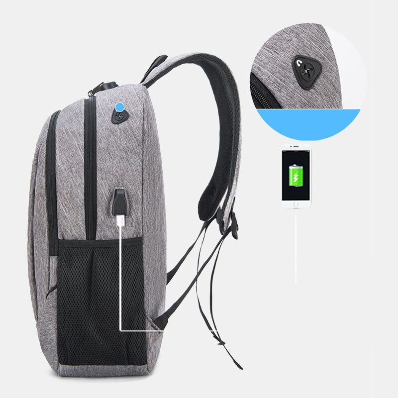 Fashion Large Capacity Waterproof Backpack Travel Bag School With USB Charging Port