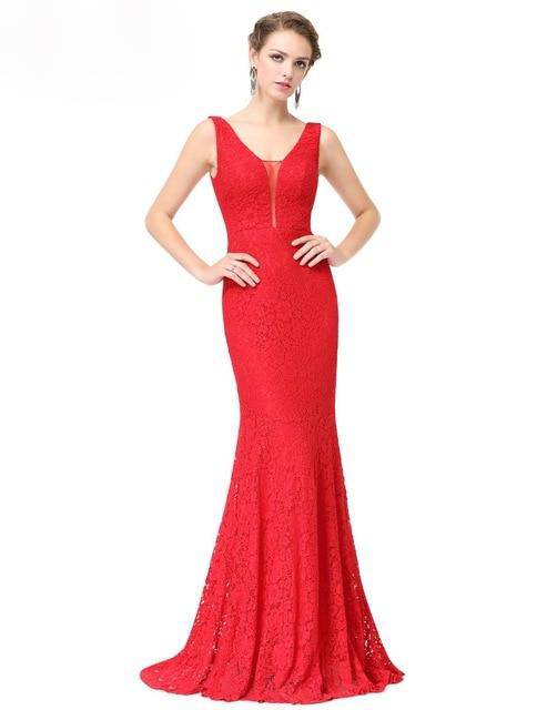 Elegant Lace V-Neck Mermaid Prom Dress for Christmas