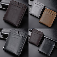 Men Faux Leather RFID Anti-theft Retro Zipper Card Holder Wallet