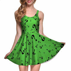 Digital Printing The Riddler Reversible Skater Dress - Sheseelady