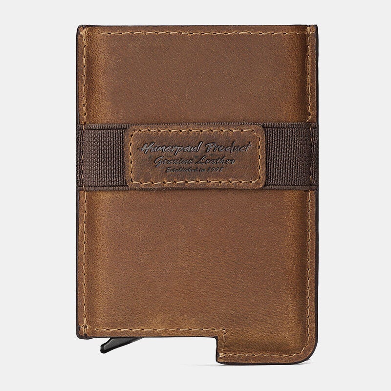 Men Open RFID Anti-magnetic Wallets Retro Multi-card Slot Card Holder Multifunction Genuine Leather Money Clip