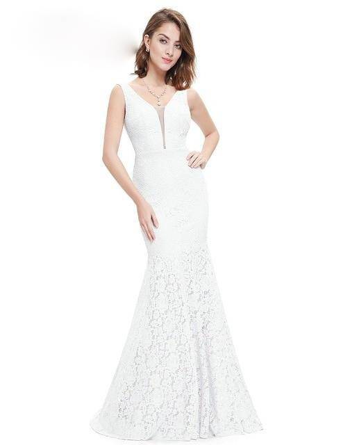 Elegant Lace V-Neck Mermaid Prom Dress for Christmas
