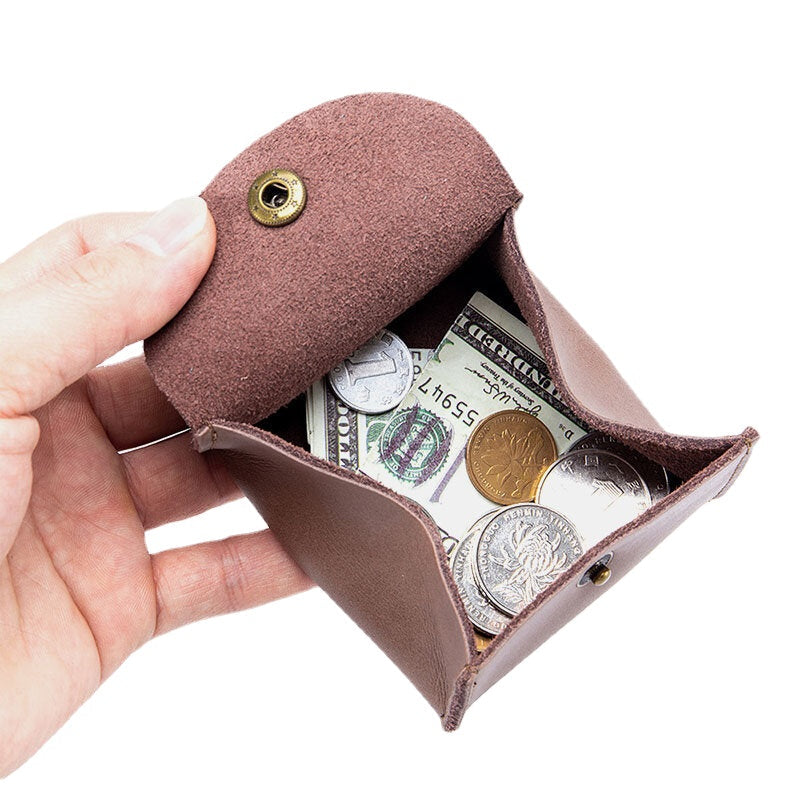 Unisex Genuine Leather Casual Mini Coin Earphone Storage Bag Wallet Coin Bag