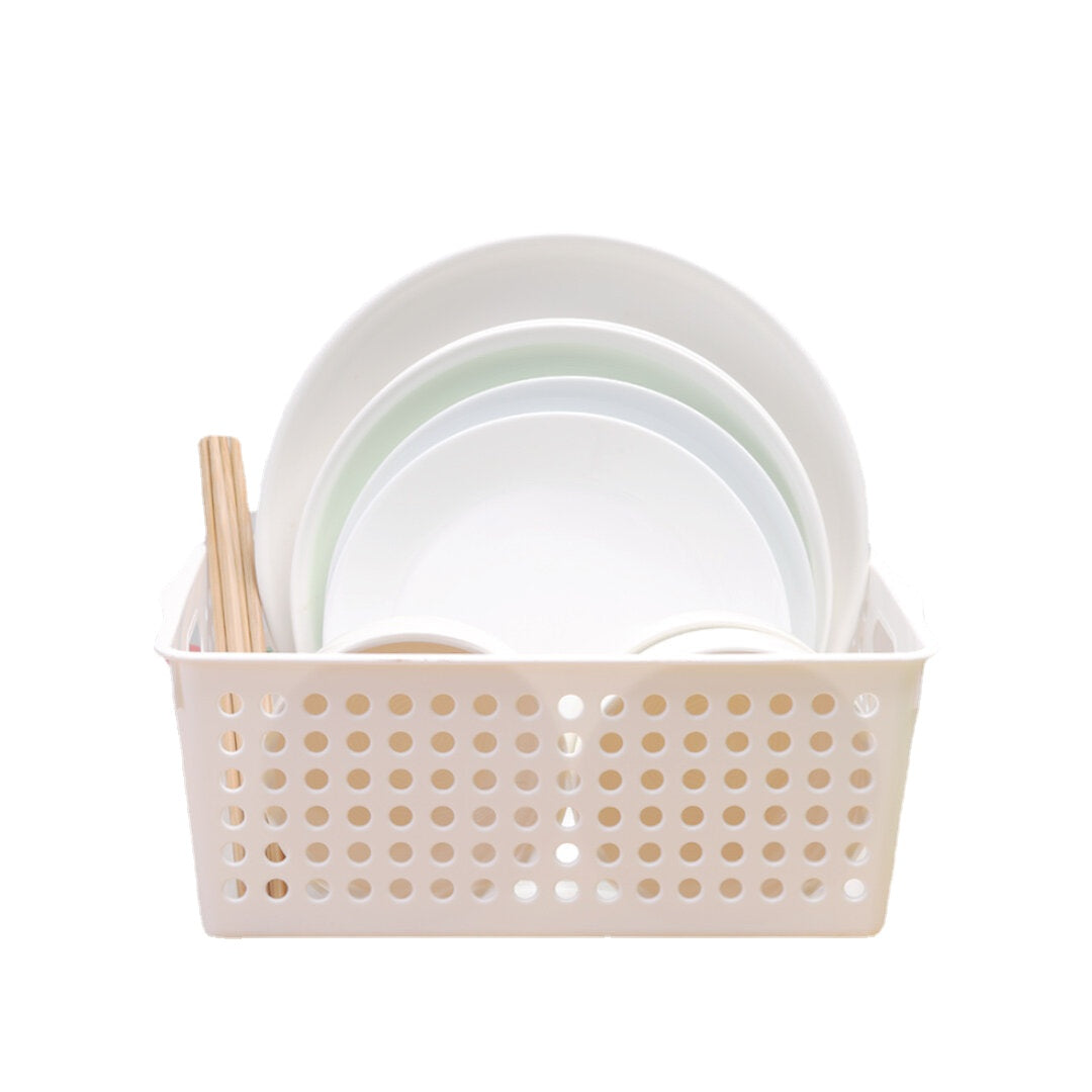 2 Pcs/pack Desktop Storage Basket Kitchen Plastic Hollow Basket Storage Box Bathroom Cosmetic Storage Organizer Holder