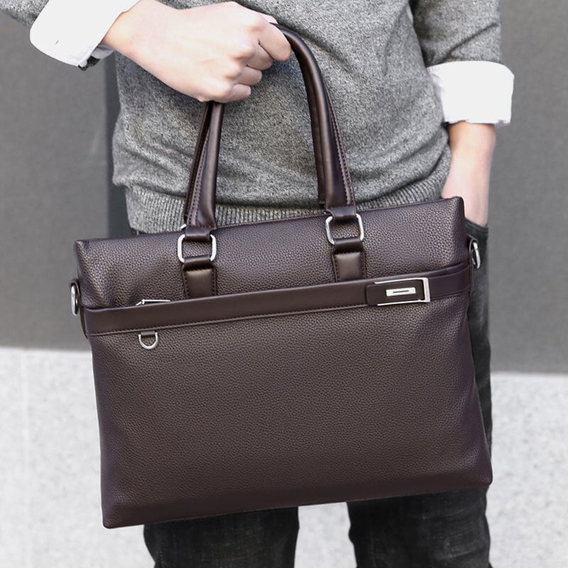 Men Faux Leather Business 15.6 Inch Laptop Bag Briefcases Handbag Crossbody