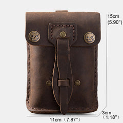 Men Genuine Leather Vintage 5.5 Inch Phone Bag Outdoor Cowhide Waist With Olecranon Buckle