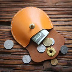 Men Vintage Genuine Leather Mini Round Coin Wallet Purse