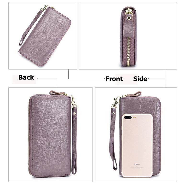 RFID Genuine Leather 6inch Phone Bag High Capacity Long Wallet Clutch Purse For Women