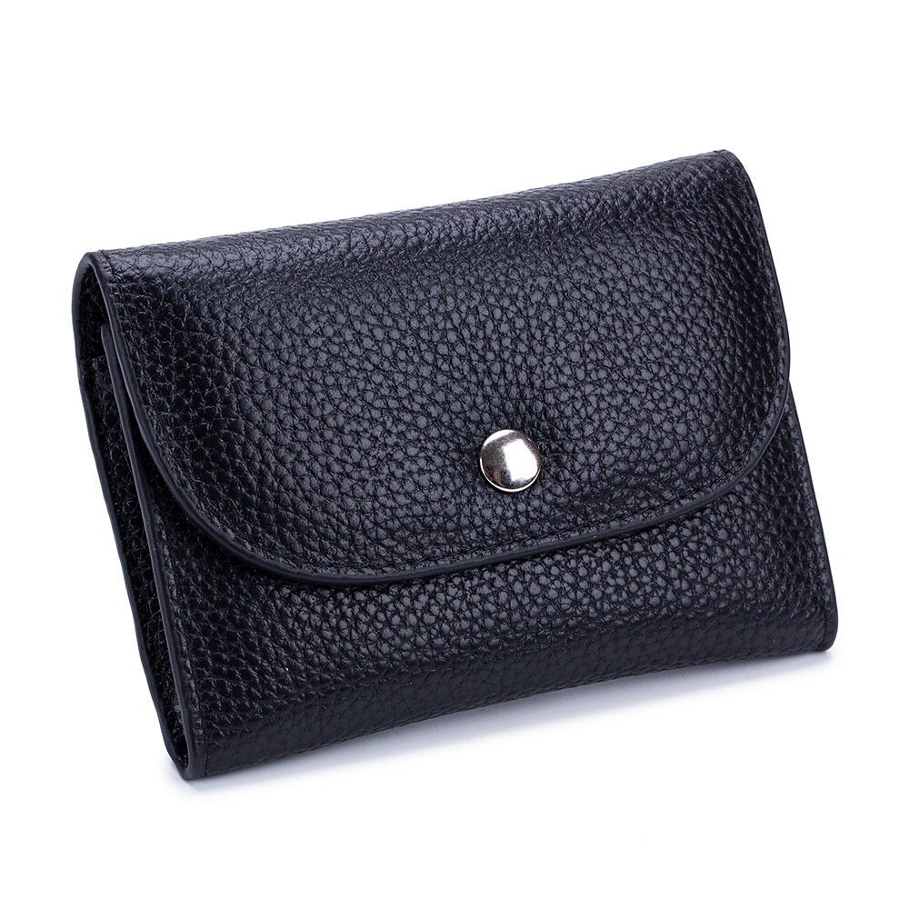 women genuine leather multifunction lychee pattern coin bag small wallet