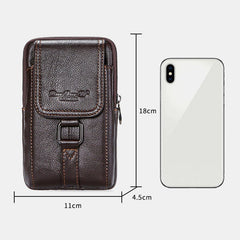 Men Genuine Leather Multifunctional Retro 6.5 Inch Phone Bag Waist Mini Crossbody Shoulder