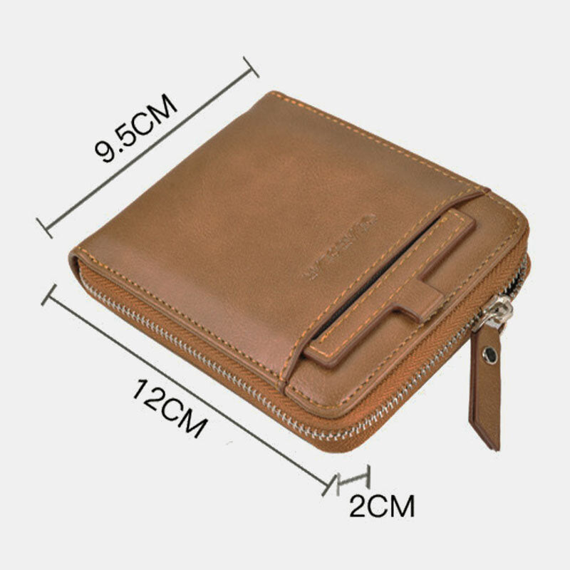 Men Faux Leather RFID Anti-theft Retro Zipper Card Holder Wallet