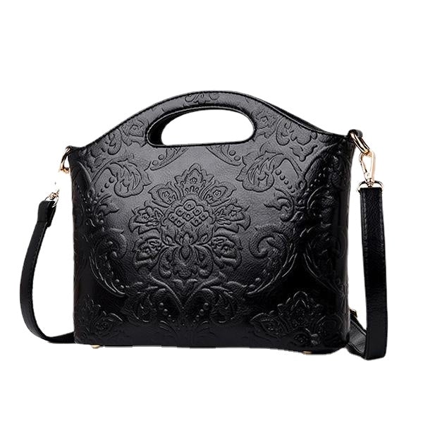 Women Vintage Embossed Ethnic Style Handbag Retro Shoulder Bag Large Capacity