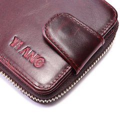 Men Genuine Leather Keys Coin Bag 16 Card Slots Photo Holder Back Slot Oil Wax Wallet