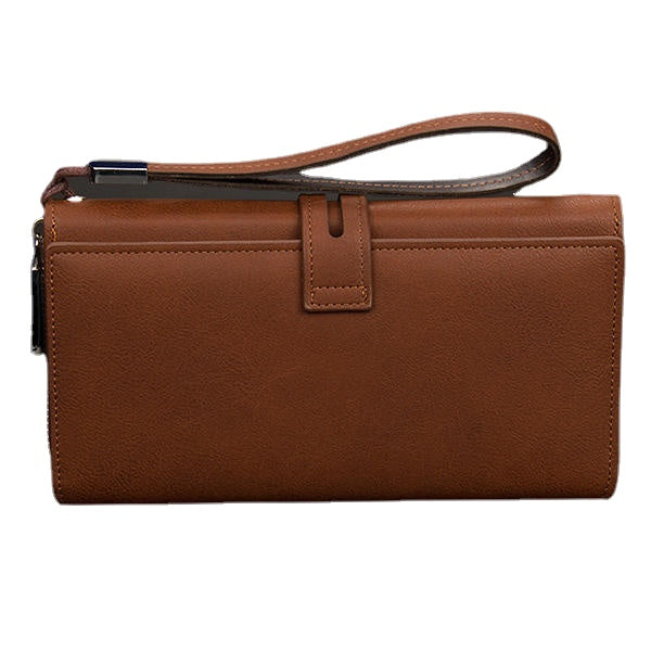 Mens Business Clutches Bag Vintage Long Purse 16 Card Slots Card Holder Wrist Handbag