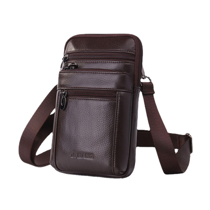 Men Genuine Leather 7 inch Phone Bag Waist Bag Belt Bag Shoulder Bag Crossbody Bag