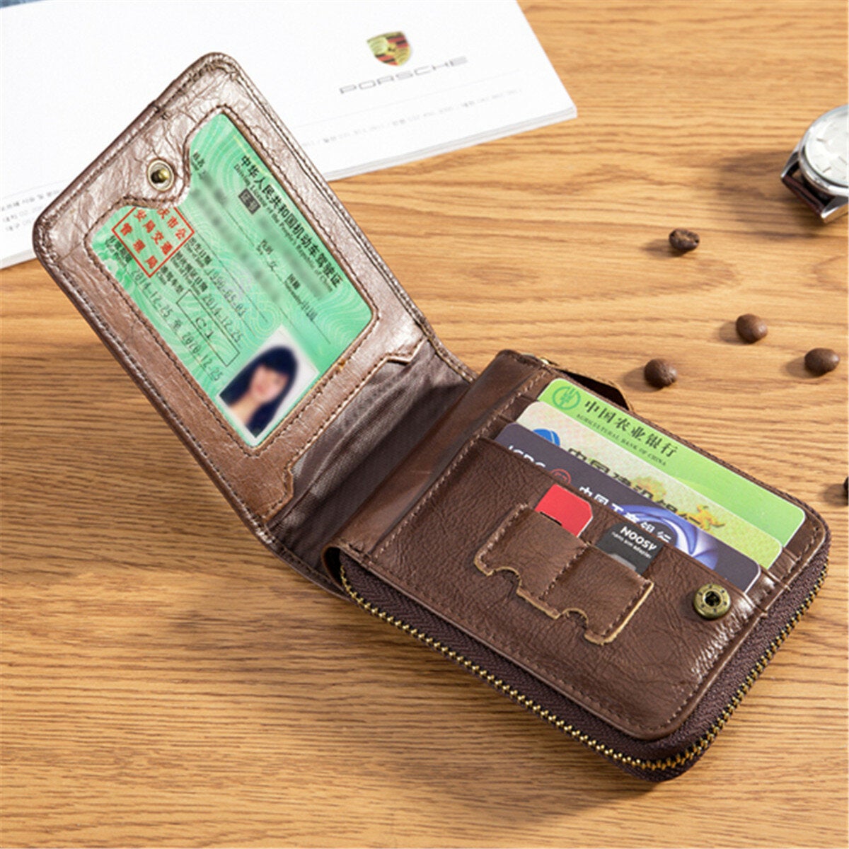 Men Genuine Leather RFID Blocking Antimagnetic Wallets Bifold Short Multi-caed Slot Credit Card Holder Coin Purse