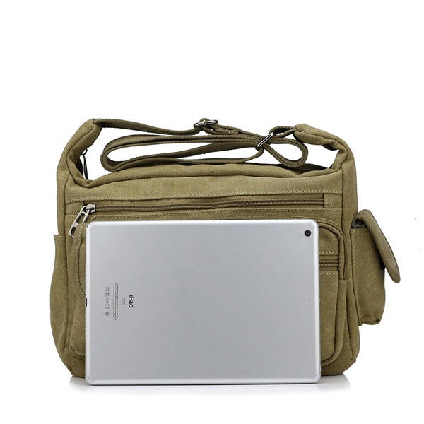 Men's Large Canvas Messenger Bag - Casual Travel Crossbody