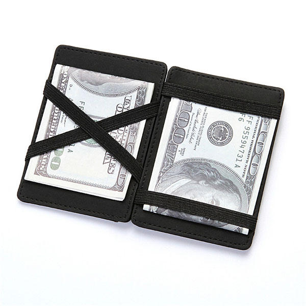 Men PU Leather Money Clip Thin Bifold Wallet Credit Card Holder