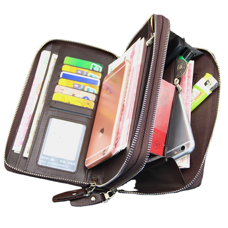 Men Faux Leather Large Capacity Business 5.8 Inch Phone Clutch Wallet Multi-slot Card Holder Wallet