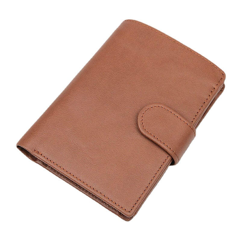 Men Short RFID Anti-magnetic Genuine Leather Wallet Vintage 11 Card Slot Card Case Driver's License Wallet