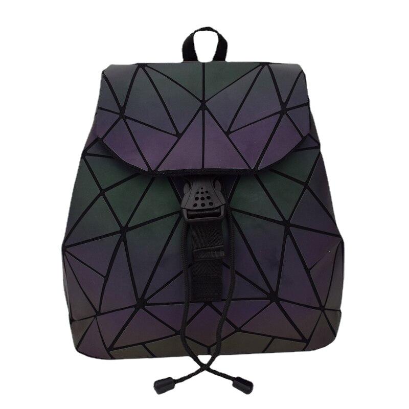 New Women Laser Luminous School Backpack Geometric Shoulder Bag Folding Student Bags For Teenage Girl