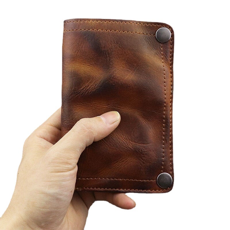 Men Genuine Leather Business Retro Multi-slot Card Holder Wallet