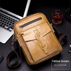 Men Fashion Phone Bag Genuine Leather Solid Crossbody Bag Outdoor Daily Bag