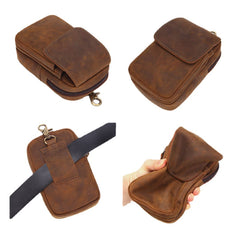 Men Genuine Leather Multi-slots Retro Multifunctional Wallet Phone Bag Waist Bag